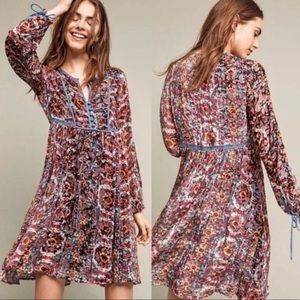 ANTHROPOLOGIE Floreat Abia Velvet Floral Dress XL